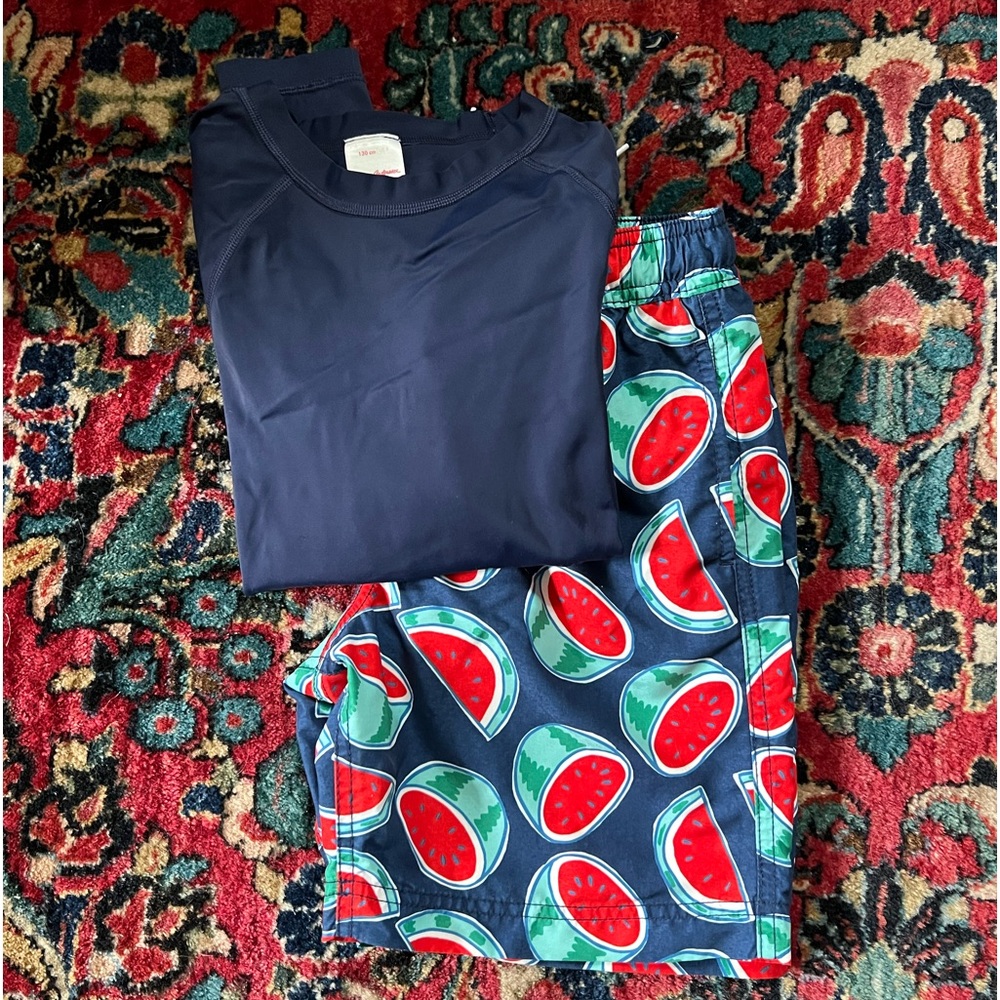 Boys swim trunks and rash guard